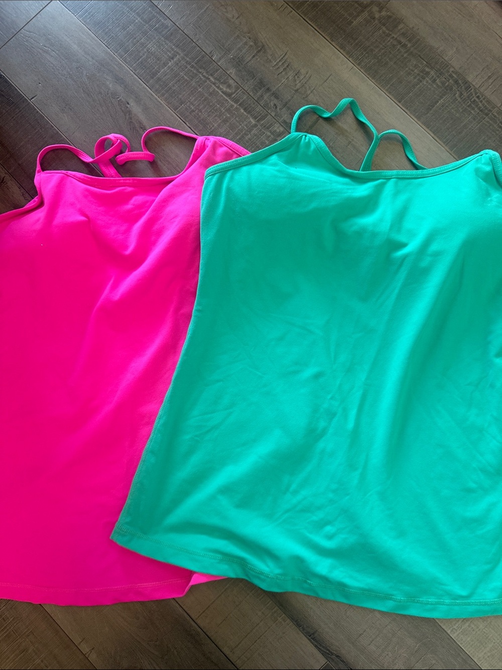 Bright Pink & Teal Double Tank Top Set
